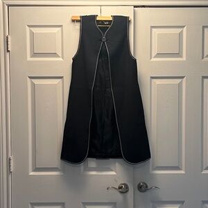 Navy Zara Long Vest/Cape with Clasp, XS